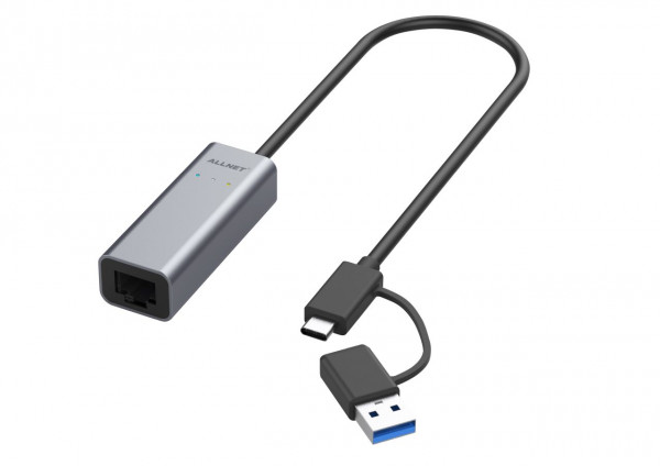 ALLNET Adaptador Ethernet USB 3.0 Tipo-C&A 2.5 Multi-Gigabit LAN ALL-NC-2.5G-USBC/A *ALLTRAVEL