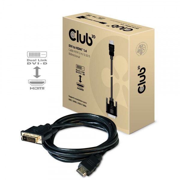 Club3D Cable DVI a HDMI 1.4 bidireccional, 2m