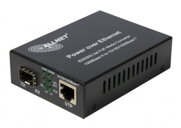 ALLNET Media Converter PoE (15.4W/30W) to 1000BASE-SX/LX Single-/ Multimode SFP Mini-GBIC Connector