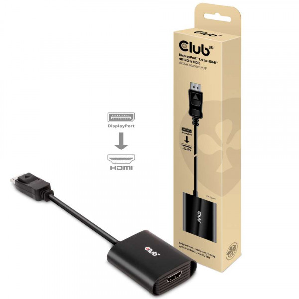 Club 3D Adaptador activo DisplayPort™ 1.4 a HDMI 4K120Hz HDR M / H