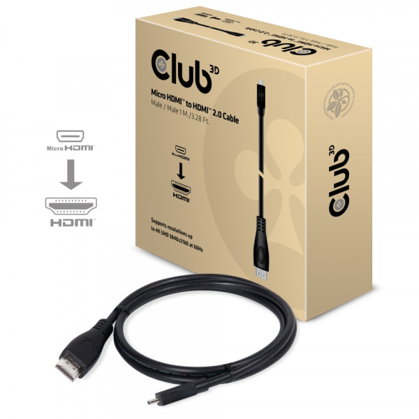 Club 3D Cable Micro HDMI a HDMI 4K60Hz M/M 1m