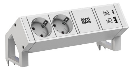 Bachmann Regleta de caja de enchufes DESK 2, blanco