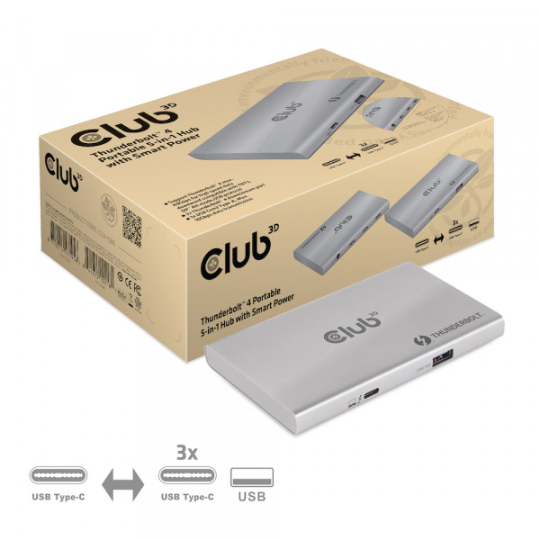 Club 3D Concentrador portátil 5 en 1 Thunderbolt 4 con Smart Power