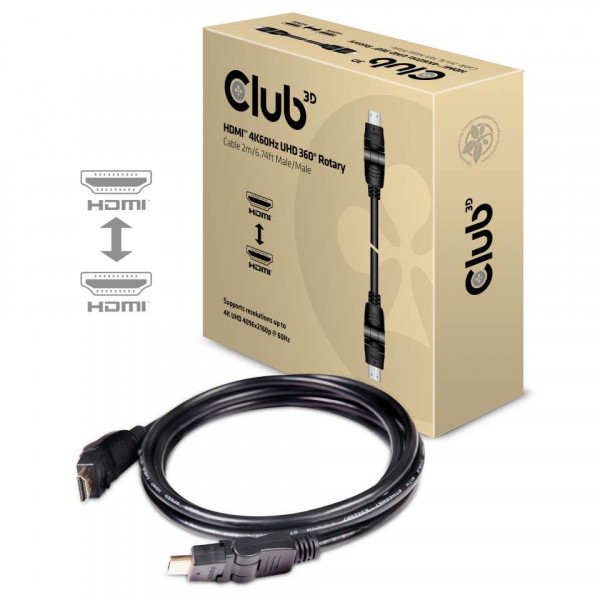 Club3D Cable giratorio de 360º HDMI 2.0 4K60Hz UHD