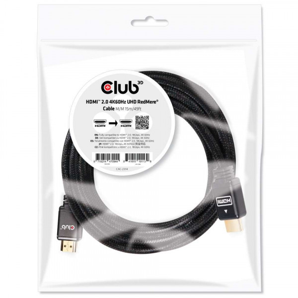 Club 3D Cable HDMI™ 2.0 4K60Hz UHD RedMere® M/M 15 m