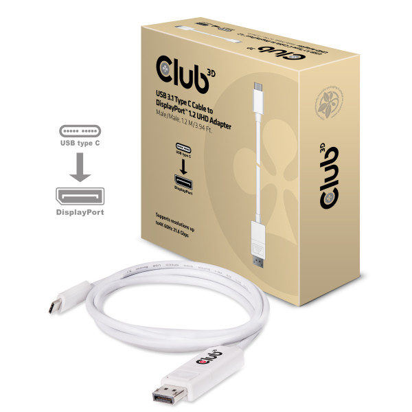 Club 3D USB 3.1 Tipo C DisplayPort 1.2 UHD Cable Adaptador M/M 1.2m