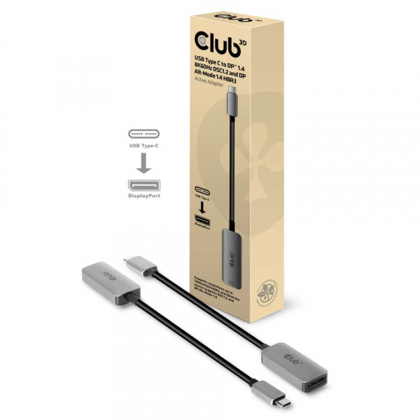 Club3D Adaptador USB Tipo-C a DisplayPort 1.4 8K60Hz