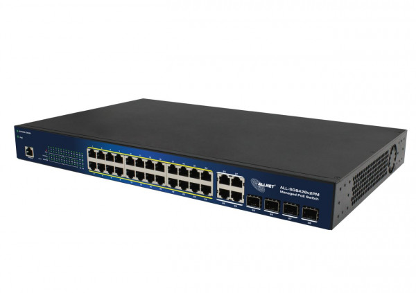 ALLNET Switch smart managed Layer2 24 Port  PoE Budget 370W  24x PoE at  4x SFP  19"  ALL-SG842