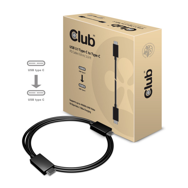 Club 3D USB Tipo C Gen 2 Cable Activo 4K60Hz 10Gbps PD 100W Macho/Macho 1 m