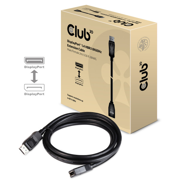 Club3D Cable DisplayPort 1.4 HBR3 8K60Hz o 4K144Hz, 2m