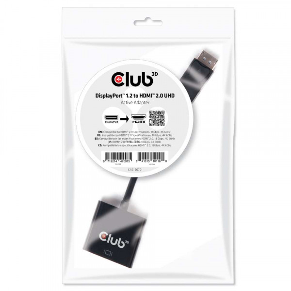 Club 3D DisplayPort™ 1.2 a HDMI™ 2.0 UHD Adaptador Activo