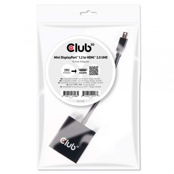 Club 3D Mini DisplayPort 1.2 a HDMI 2.0 UHD Adaptador Activo