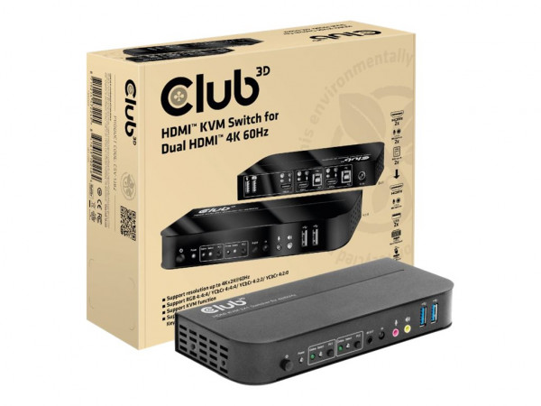 Club 3D Conmutador KVM HDMI para HDMI dual 4K 60Hz