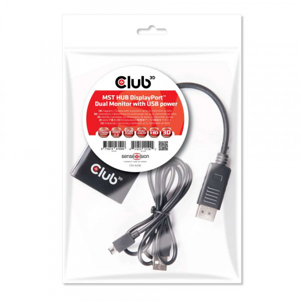 Clud 3D Multi Stream Transport Hub DisplayPort 1.2 Dual Monitor