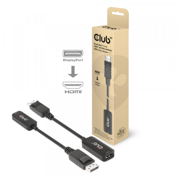 Club 3D Adaptador activo DisplayPort1.4 a HDMI 4K120Hz/8K60Hz HDR M/H