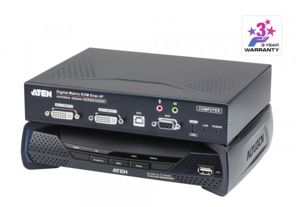 Aten Extensor KVM por IP DVI-I dual display USB