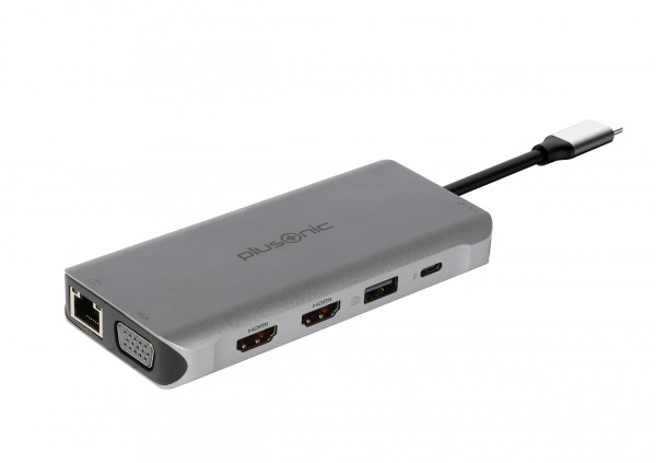 Plusonic Dockingstation USB-C 8en1 con HDMI/VGA/LAN/USB