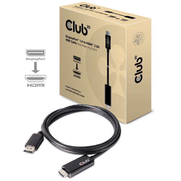 Club3D Convertidor DisplayPort 1.4 a HDMI 2.0b, 2m