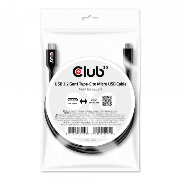 Club 3D Cable USB 2.0 Tipo-C a Micro USB M/M 1m