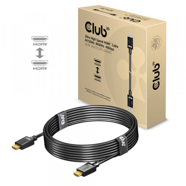 Club 3D Cable HDMI de ultra alta velocidad 4K120Hz, 8K60Hz 48Gbps M/M 4 m 26AWG