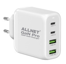 ALLNET Fuente de alimentación GaN QC USB-C PD 68W 2x USB Tipo-A / 2x USB Tipo-C