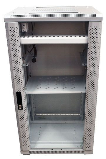 ALLNET 19"Schrank, 12HE, B600/T1000mm, Glastür, Lichtgrau, SNB-Serie,