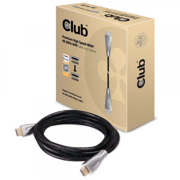 Club3D Cable HDMI Premium High Speed 4K60Hz, 3m