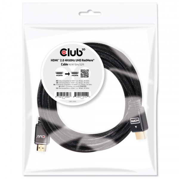 Club 3D Cable HDMI 2.0 4K60Hz UHD RedMere M/M 10 m 28 AWG