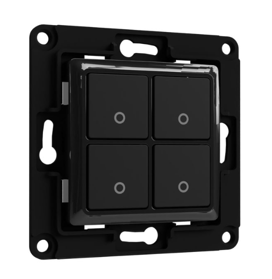 Shelly Interruptor de pared 4 Botones, Negro